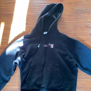 Off White Acrylic Arrow Logo Print Hoodie